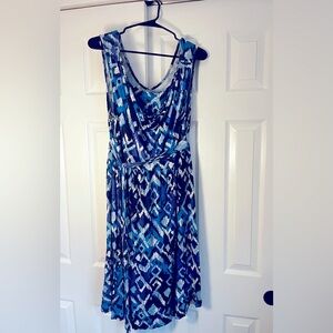 Elegant Blue Patterned Maternity Dress